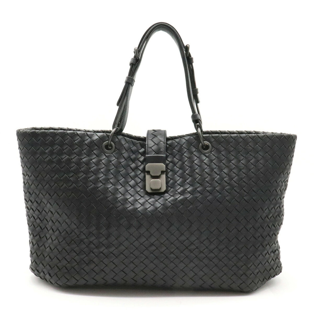 BOTTEGA VENETA Intrecciato Capri Tote Bag Leather Black